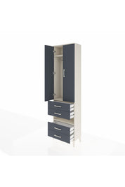 Arges Dolap 3 Raflı 4 Çekmeceli Tek Askılı 60x30x221 Aytaşı-Antrasit