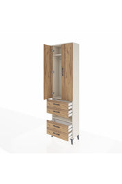 Arges Dolap 3 Raflı 4 Çekmeceli Tek Askılı 60x30x221 Aytaşı-Çam