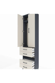 Arges Dolap 3 Raflı 4 Çekmeceli Tek Askılı 60x30x221 Antrasit-Aytaşı