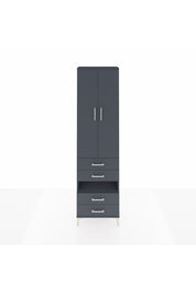 Arges Dolap 3 Raflı 4 Çekmeceli Tek Askılı 60x30x221 Antrasit-Antrasit