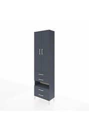 Arges Dolap 3 Raflı 4 Çekmeceli Tek Askılı 60x30x221 Antrasit-Antrasit