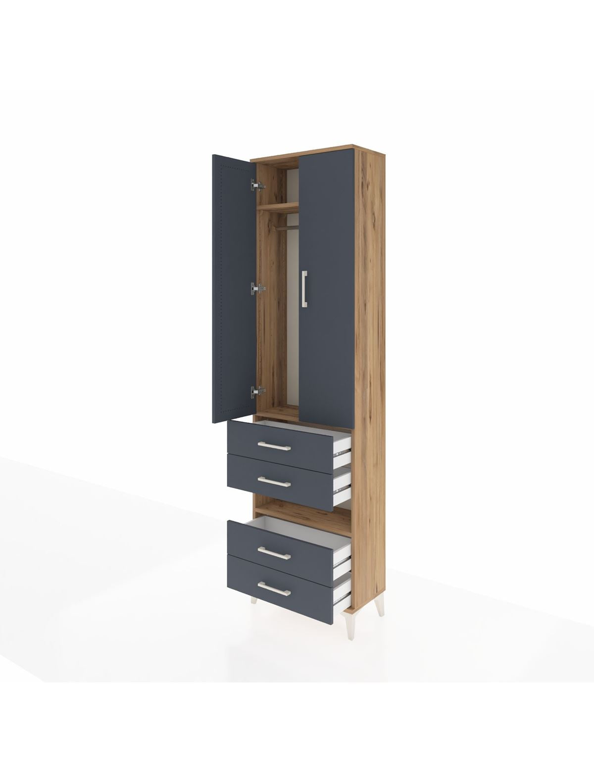 Arges Dolap 3 Raflı 4 Çekmeceli Tek Askılı 60x30x221 - S29M100V8A