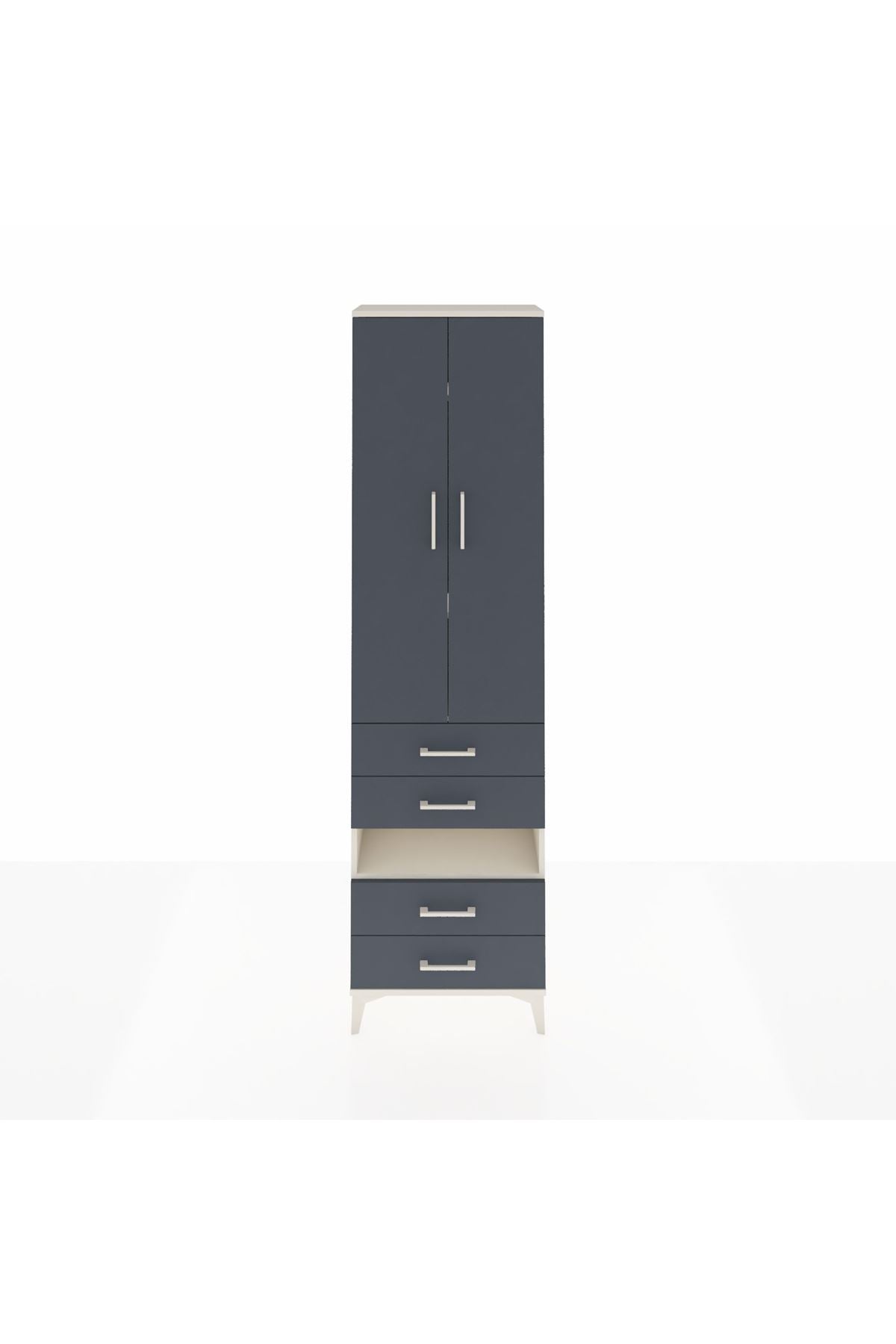 Arges Dolap 4 Raflı 4 Çekmeceli 2 Kapaklı 60x30x221 Aytaşı-Antrasit