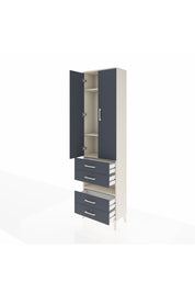 Arges Dolap 4 Raflı 4 Çekmeceli 2 Kapaklı 60x30x221 Aytaşı-Antrasit