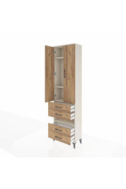 Arges Dolap 4 Raflı 4 Çekmeceli 2 Kapaklı 60x30x221 Aytaşı-Çam