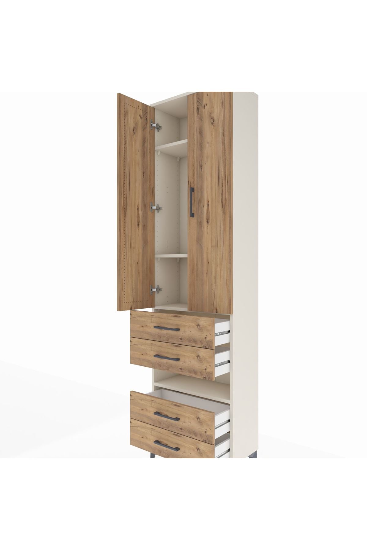 Arges Dolap 4 Raflı 4 Çekmeceli 2 Kapaklı 60x30x221 - S29M101V3A