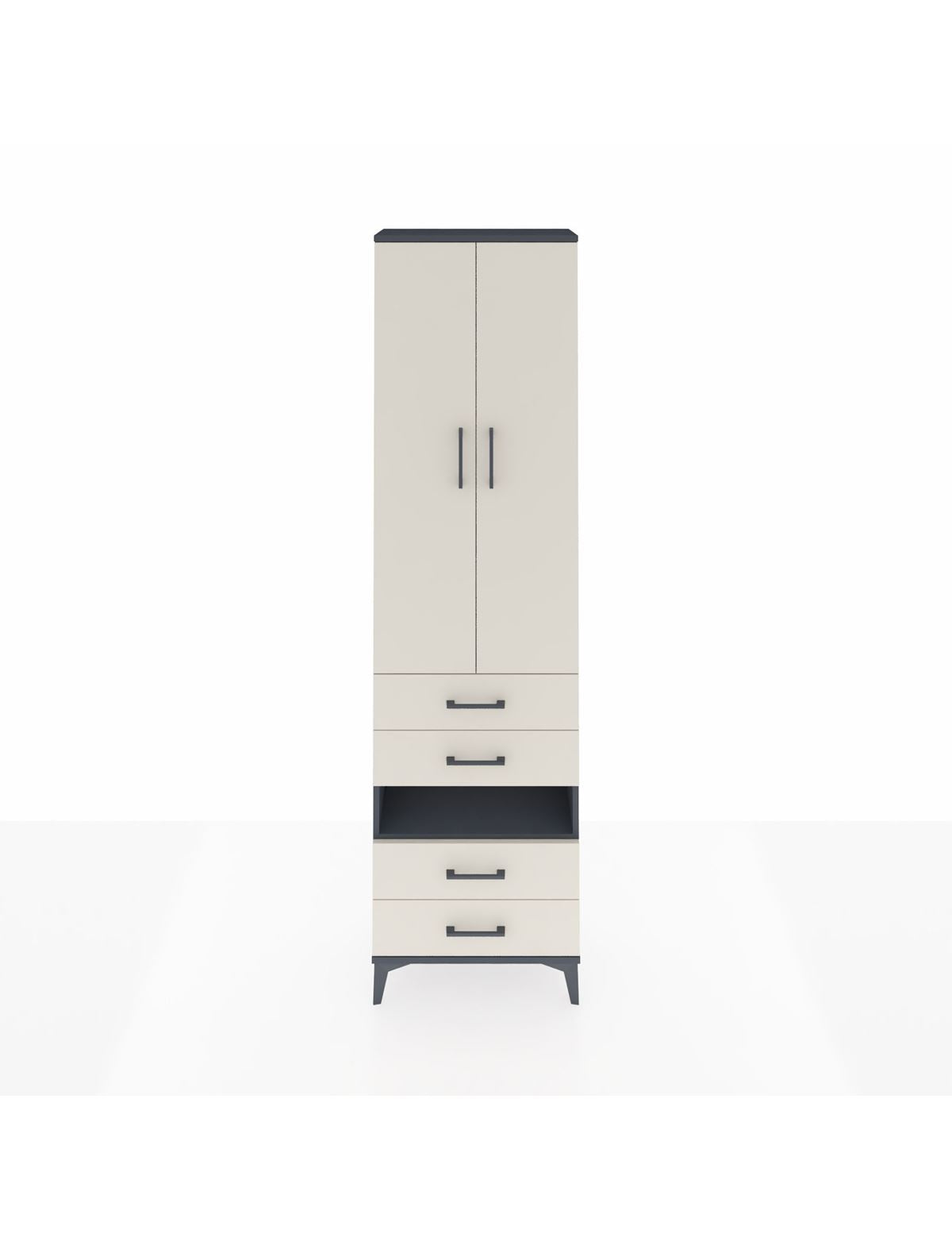 Arges Dolap 4 Raflı 4 Çekmeceli 2 Kapaklı 60x30x221 Antrasit-Aytaşı