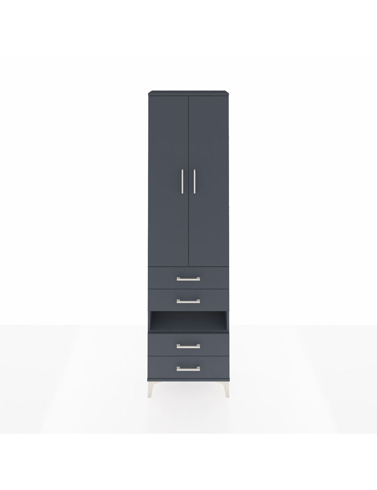 Arges Dolap 4 Raflı 4 Çekmeceli 2 Kapaklı 60x30x221 Antrasit-Antrasit