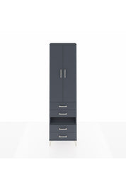 Arges Dolap 4 Raflı 4 Çekmeceli 2 Kapaklı 60x30x221 Antrasit-Antrasit