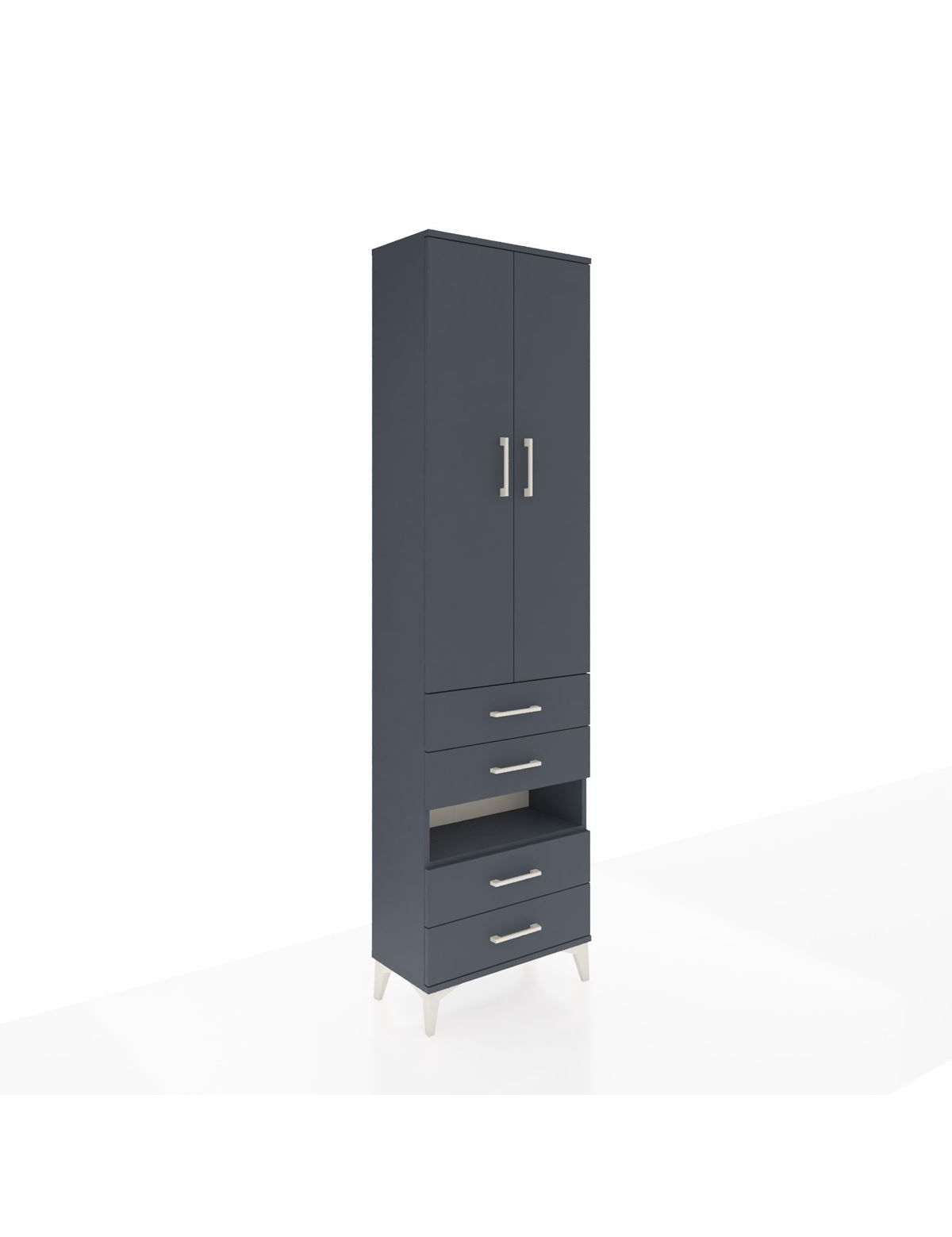 Arges Dolap 4 Raflı 4 Çekmeceli 2 Kapaklı 60x30x221 Antrasit-Antrasit