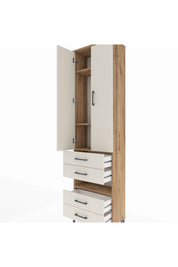 Arges Dolap 4 Raflı 4 Çekmeceli 2 Kapaklı 60x30x221 Çam-Aytaşı