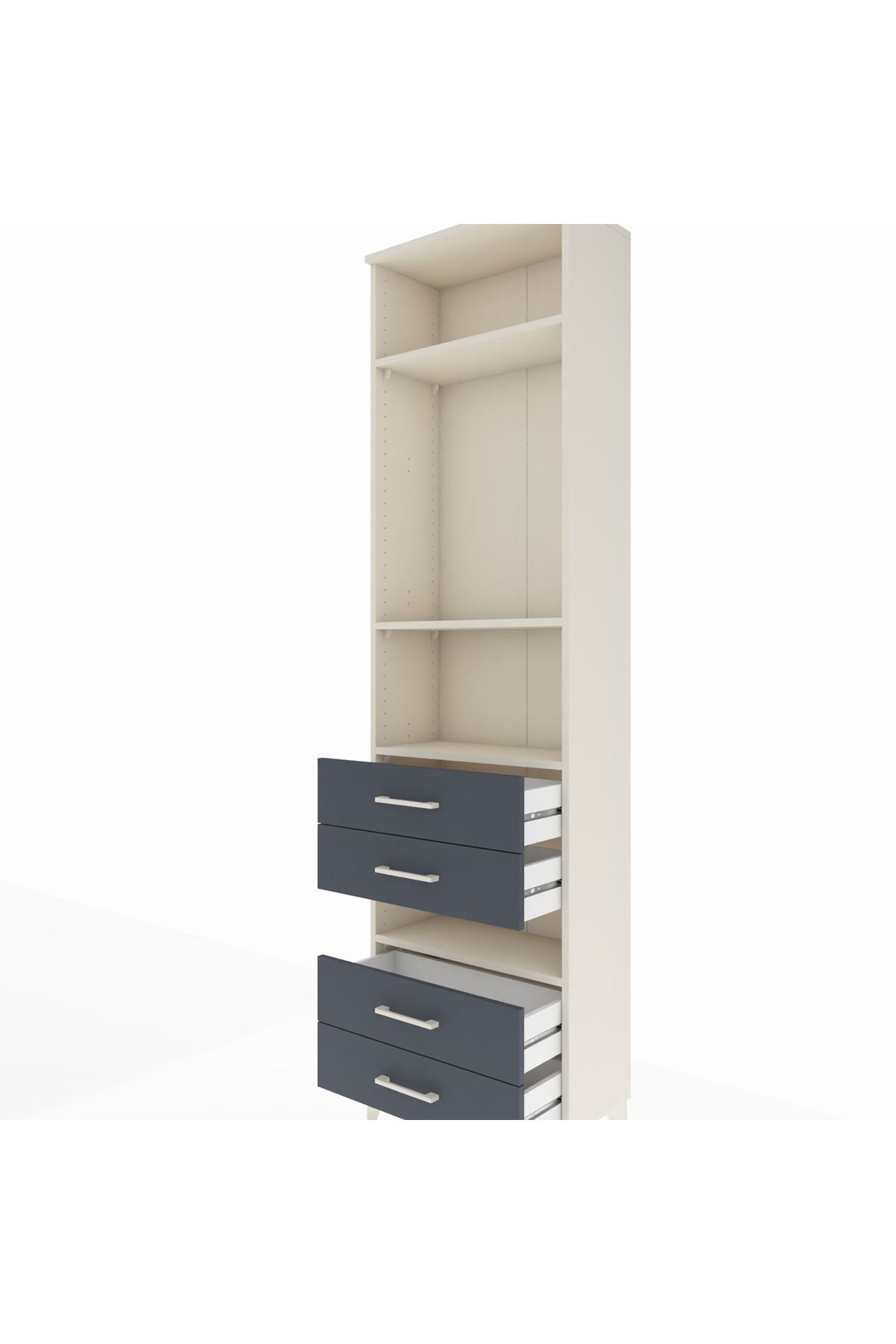 Arges Dolap 4 Raflı 4 Çekmeceli 60x30x221 Aytaşı-Antrasit