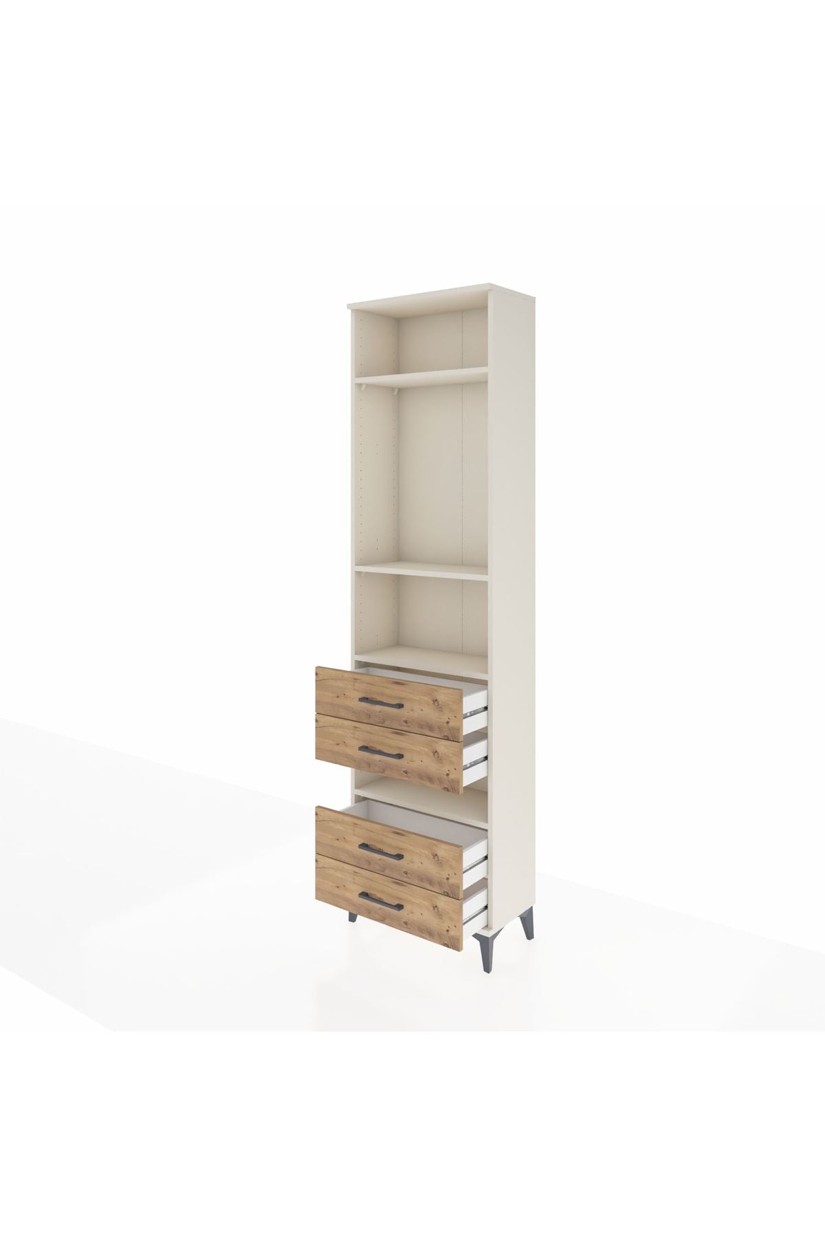 Arges Dolap 4 Raflı 4 Çekmeceli 60x30x221 Aytaşı-Çam