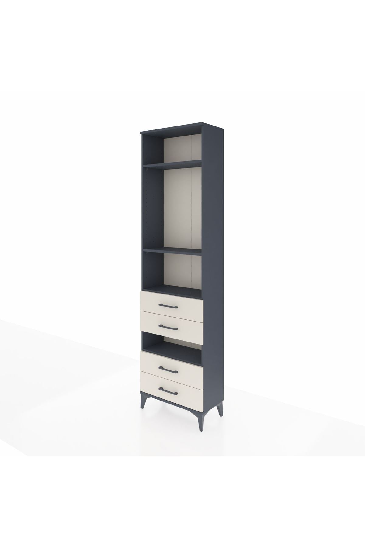 Arges Dolap 4 Raflı 4 Çekmeceli 60x30x221 Antrasit-Aytaşı