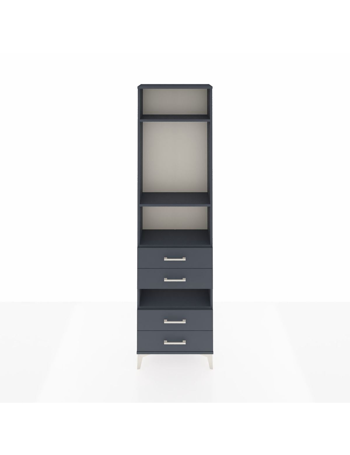 Arges Dolap 4 Raflı 4 Çekmeceli 60x30x221 Antrasit-Antrasit