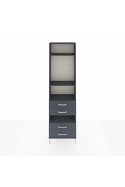 Arges Dolap 4 Raflı 4 Çekmeceli 60x30x221 Antrasit-Antrasit