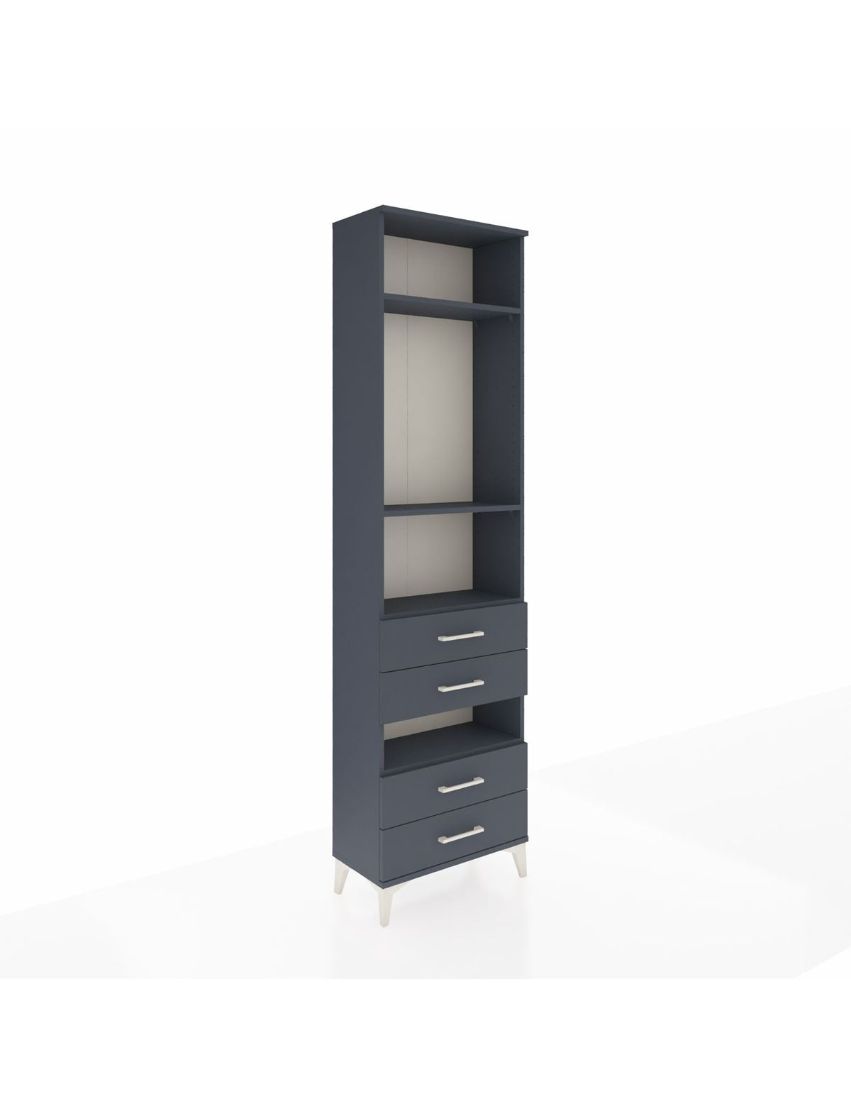 Arges Dolap 4 Raflı 4 Çekmeceli 60x30x221 Antrasit-Antrasit