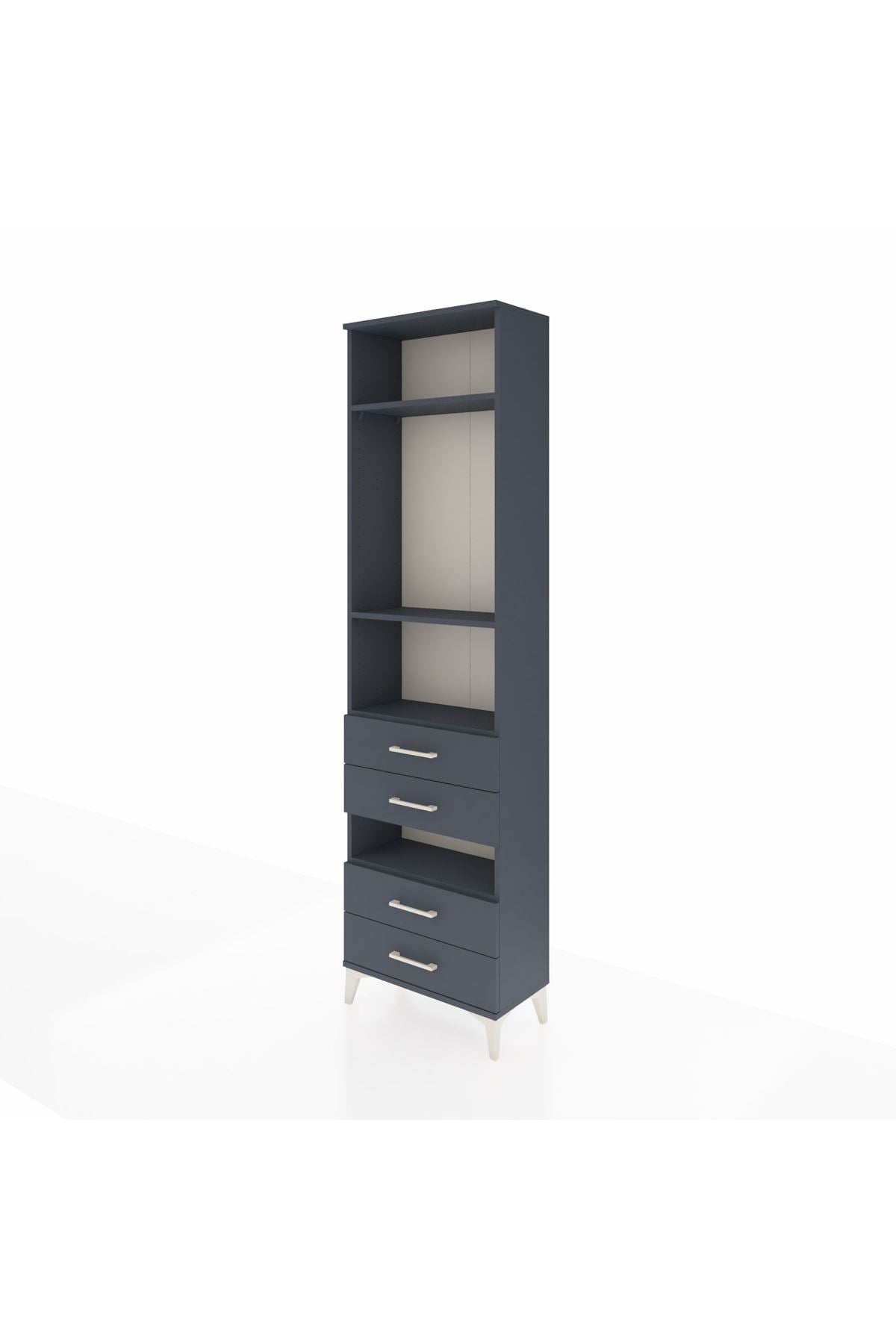 Arges Dolap 4 Raflı 4 Çekmeceli 60x30x221 Antrasit-Antrasit