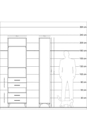 Arges Dolap 4 Raflı 4 Çekmeceli 60x30x221 Antrasit-Antrasit
