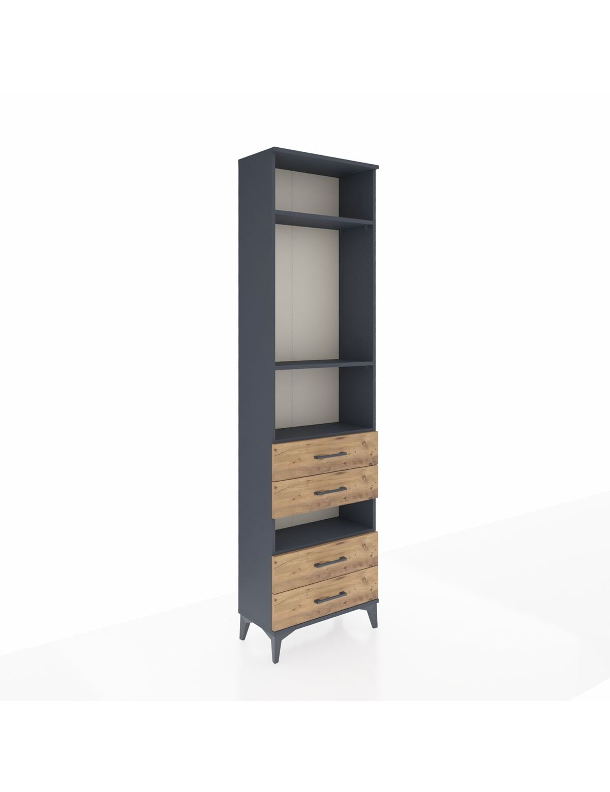 Arges Dolap 4 Raflı 4 Çekmeceli 60x30x221 Antrasit-Çam