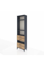 Arges Dolap 4 Raflı 4 Çekmeceli 60x30x221 Antrasit-Çam