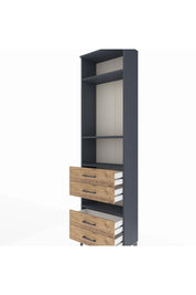 Arges Dolap 4 Raflı 4 Çekmeceli 60x30x221 Antrasit-Çam