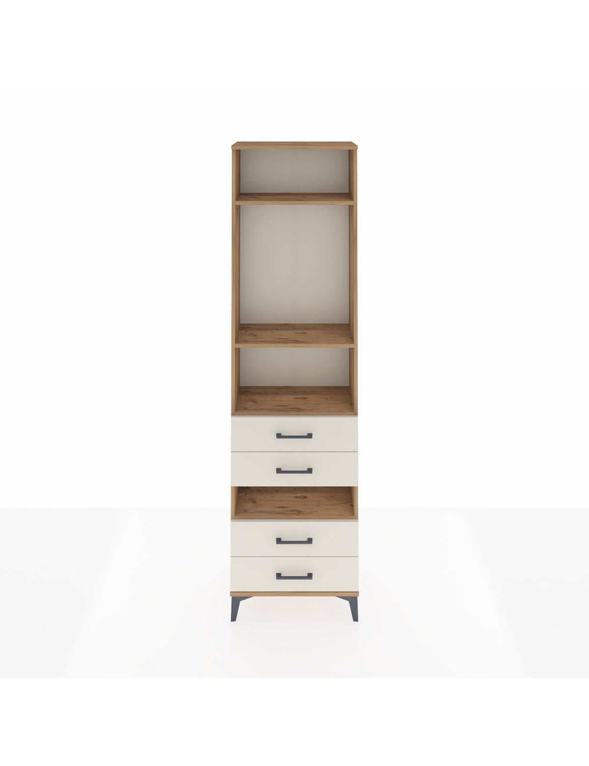 Arges Dolap 4 Raflı 4 Çekmeceli 60x30x221 Çam-Aytaşı