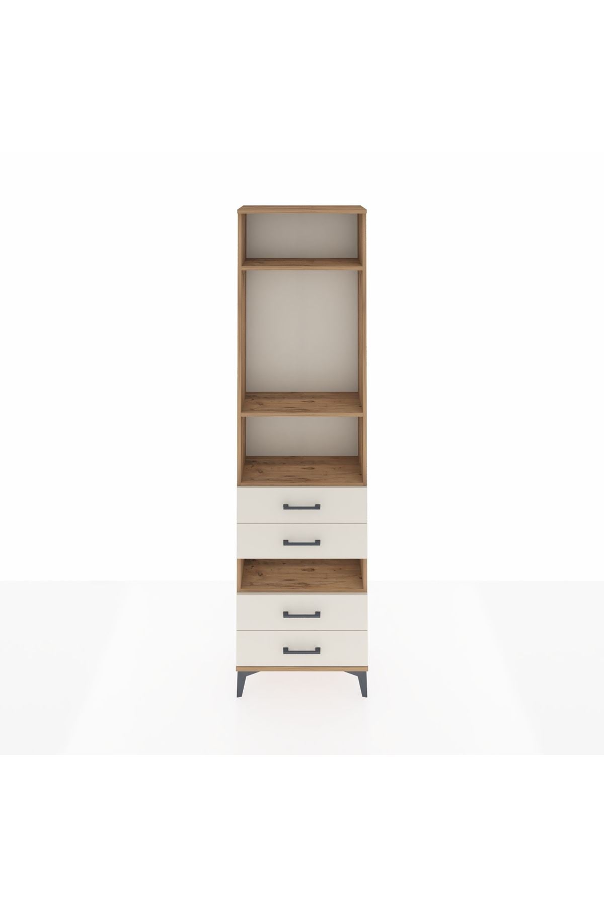 Arges Dolap 4 Raflı 4 Çekmeceli 60x30x221 Çam-Aytaşı