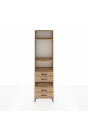 Arges Dolap 4 Raflı 4 Çekmeceli 60x30x221 Çam-Çam