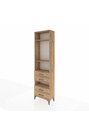 Arges Dolap 4 Raflı 4 Çekmeceli 60x30x221 Çam-Çam