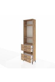 Arges Dolap 4 Raflı 4 Çekmeceli 60x30x221 Çam-Çam