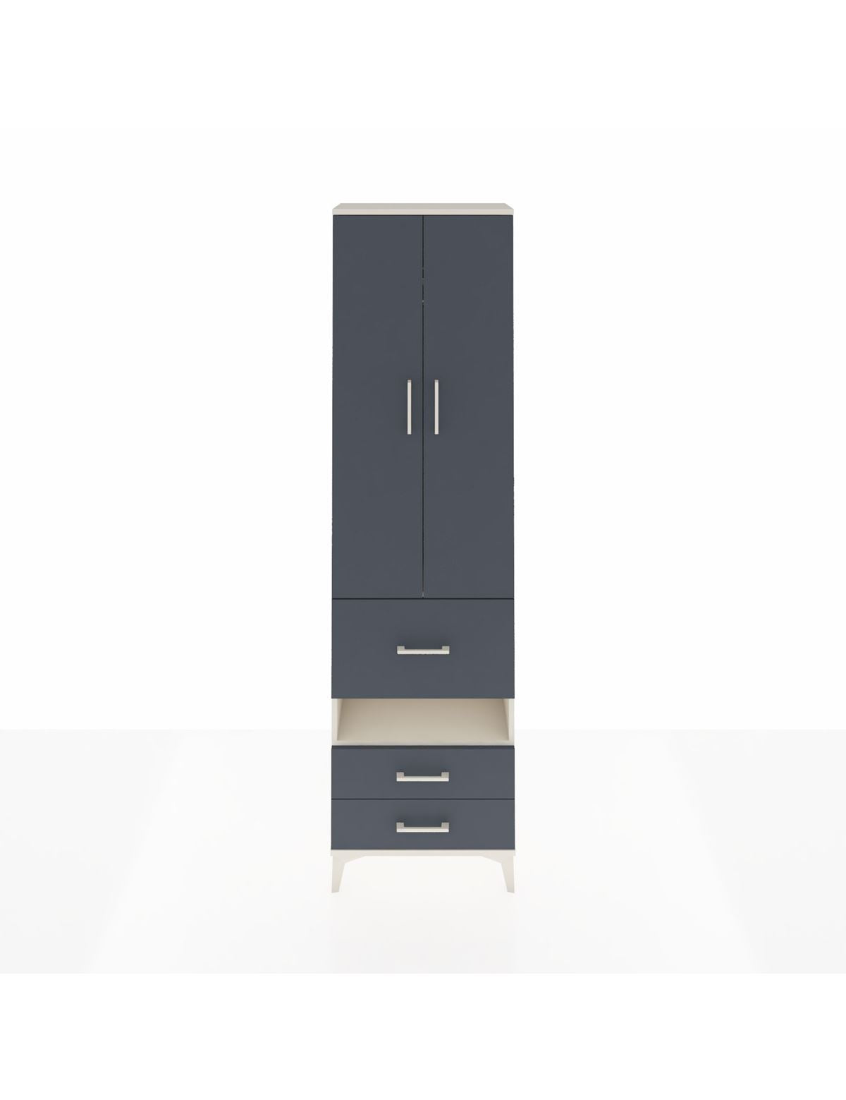 Arges Dolap 3 Raflı 3 Çekmeceli Tek Askılı 60x30x221 Aytaşı-Antrasit