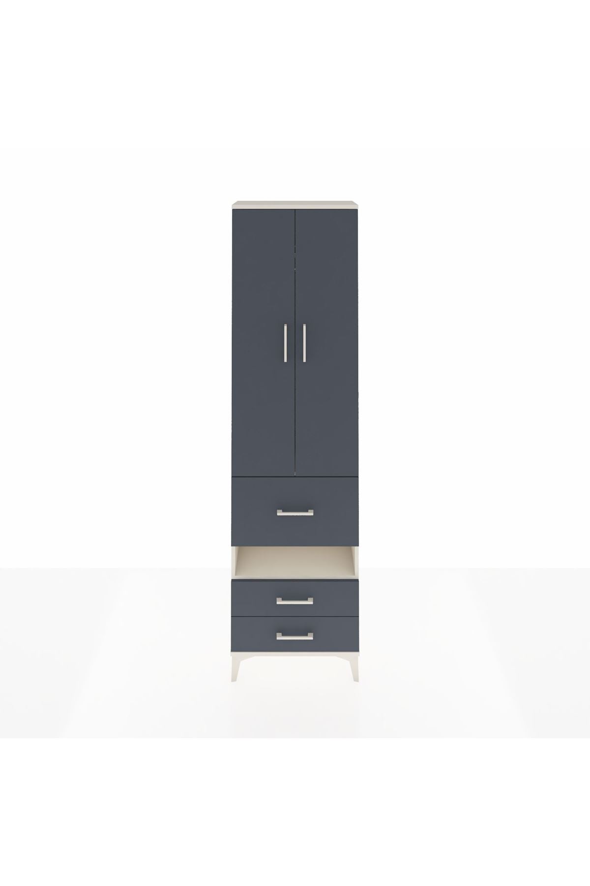 Arges Dolap 3 Raflı 3 Çekmeceli Tek Askılı 60x30x221 Aytaşı-Antrasit