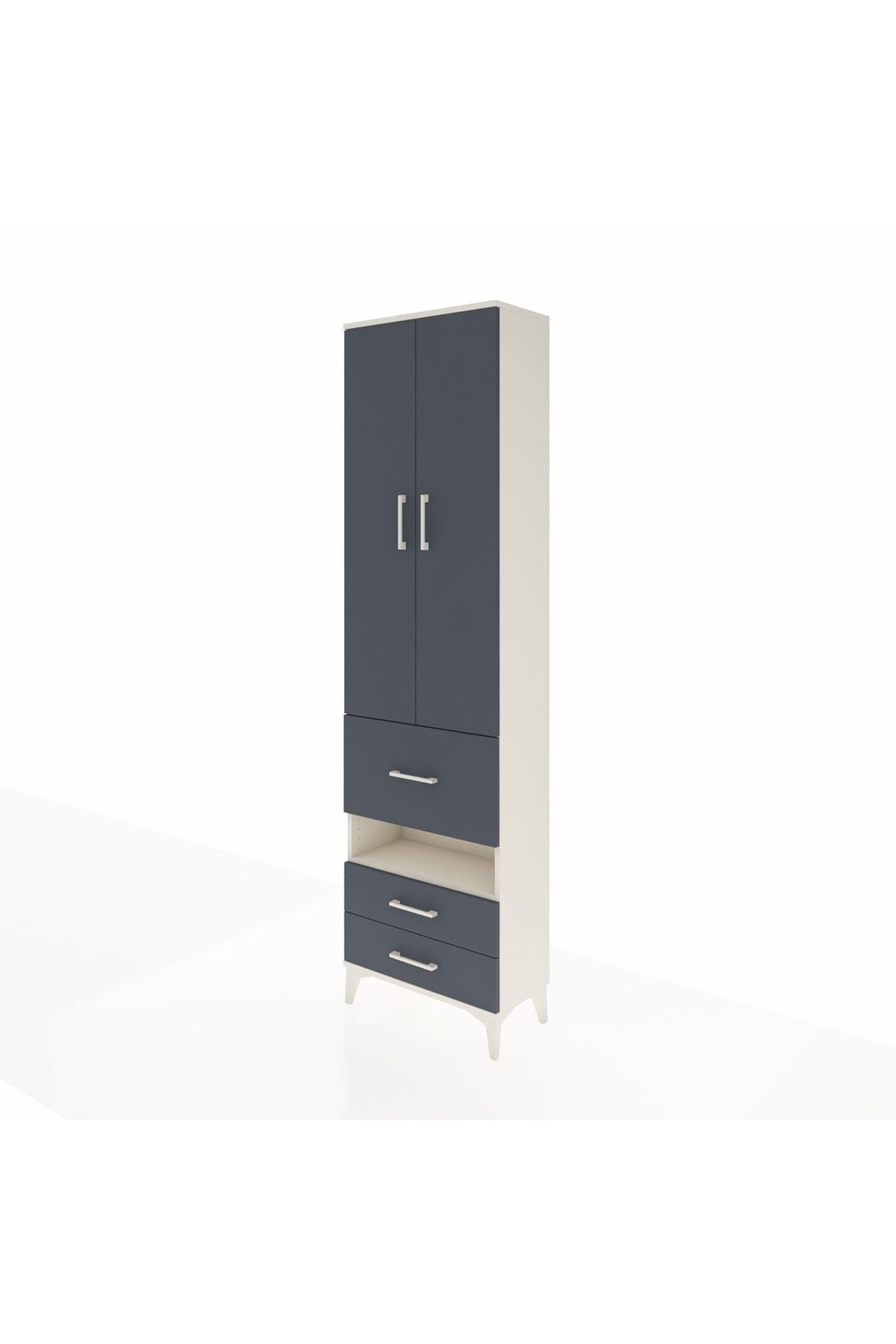 Arges Dolap 3 Raflı 3 Çekmeceli Tek Askılı 60x30x221 Aytaşı-Antrasit