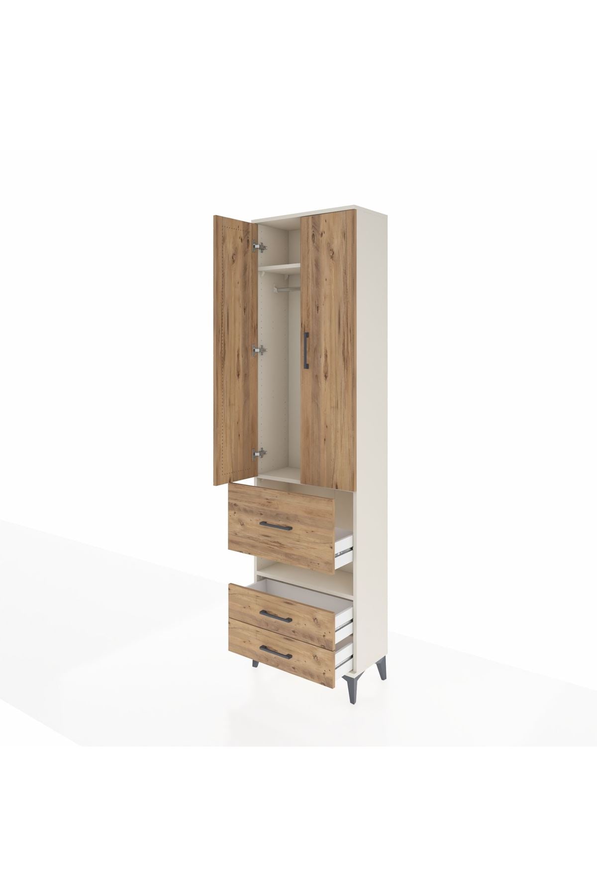 Arges Dolap 3 Raflı 3 Çekmeceli Tek Askılı 60x30x221 - S29M103V3A