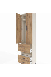 Arges Dolap 3 Raflı 3 Çekmeceli Tek Askılı 60x30x221 Aytaşı-Çam