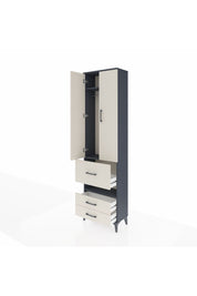 Arges Dolap 3 Raflı 3 Çekmeceli Tek Askılı 60x30x221 Antrasit-Aytaşı