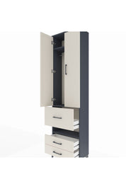 Arges Dolap 3 Raflı 3 Çekmeceli Tek Askılı 60x30x221 Antrasit-Aytaşı