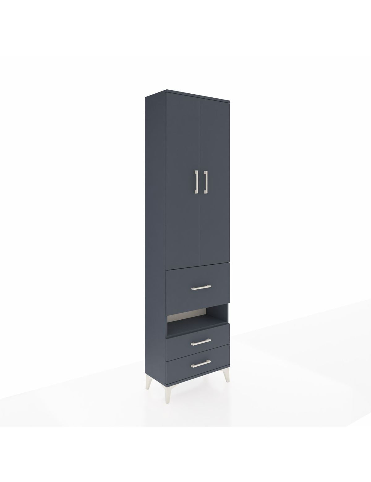 Arges Dolap 3 Raflı 3 Çekmeceli Tek Askılı 60x30x221 Antrasit-Antrasit