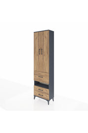 Arges Dolap 3 Raflı 3 Çekmeceli Tek Askılı 60x30x221 Antrasit-Çam