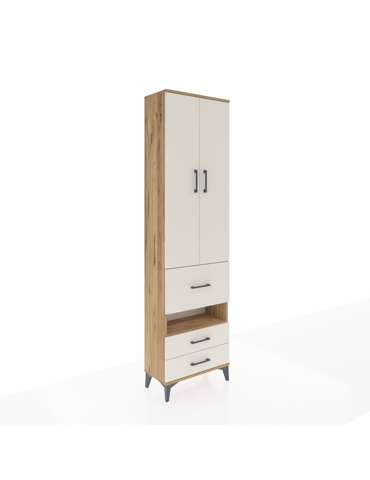 Arges Dolap 3 Raflı 3 Çekmeceli Tek Askılı 60x30x221 Çam-Aytaşı