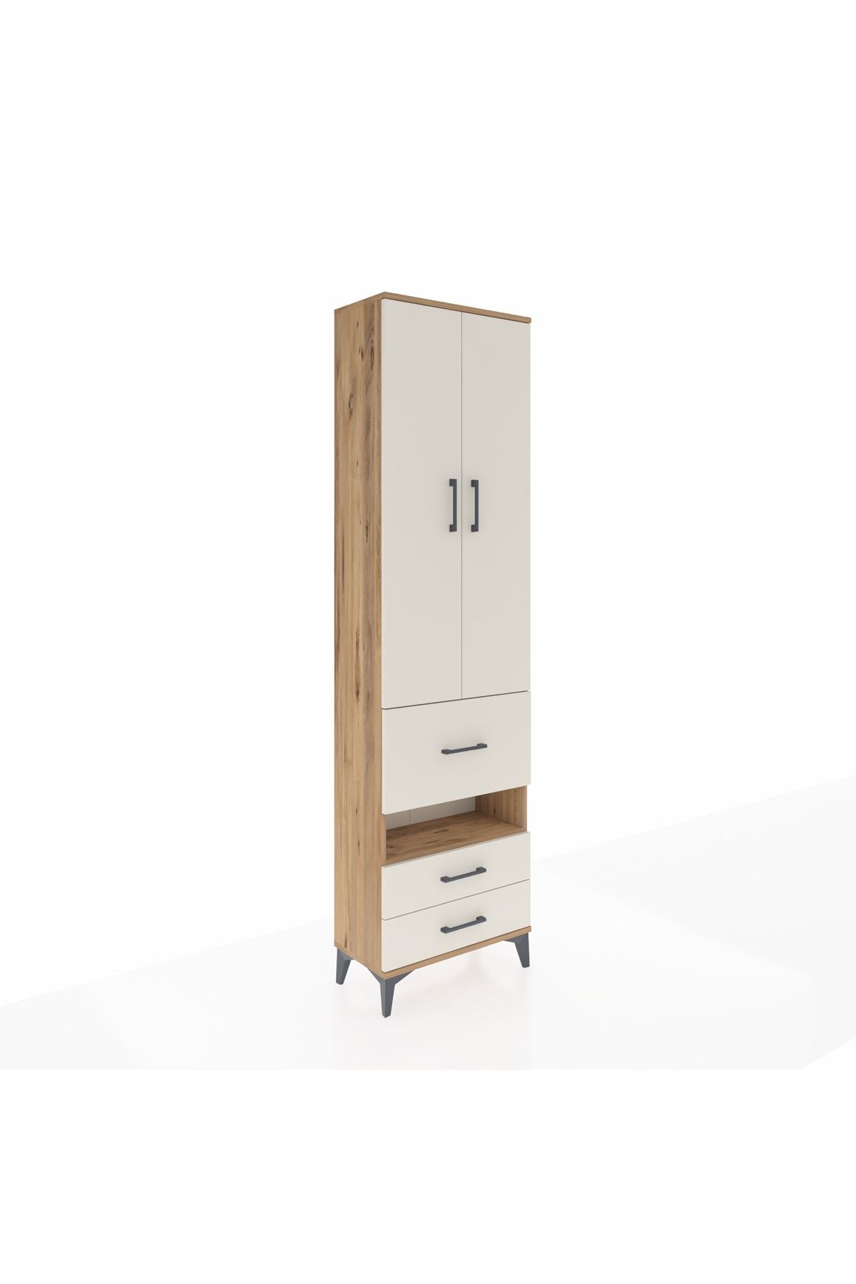 Arges Dolap 3 Raflı 3 Çekmeceli Tek Askılı 60x30x221 Çam-Aytaşı