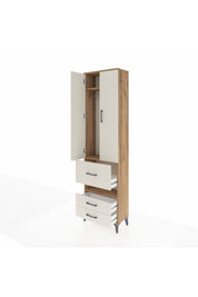 Arges Dolap 3 Raflı 3 Çekmeceli Tek Askılı 60x30x221 Çam-Aytaşı