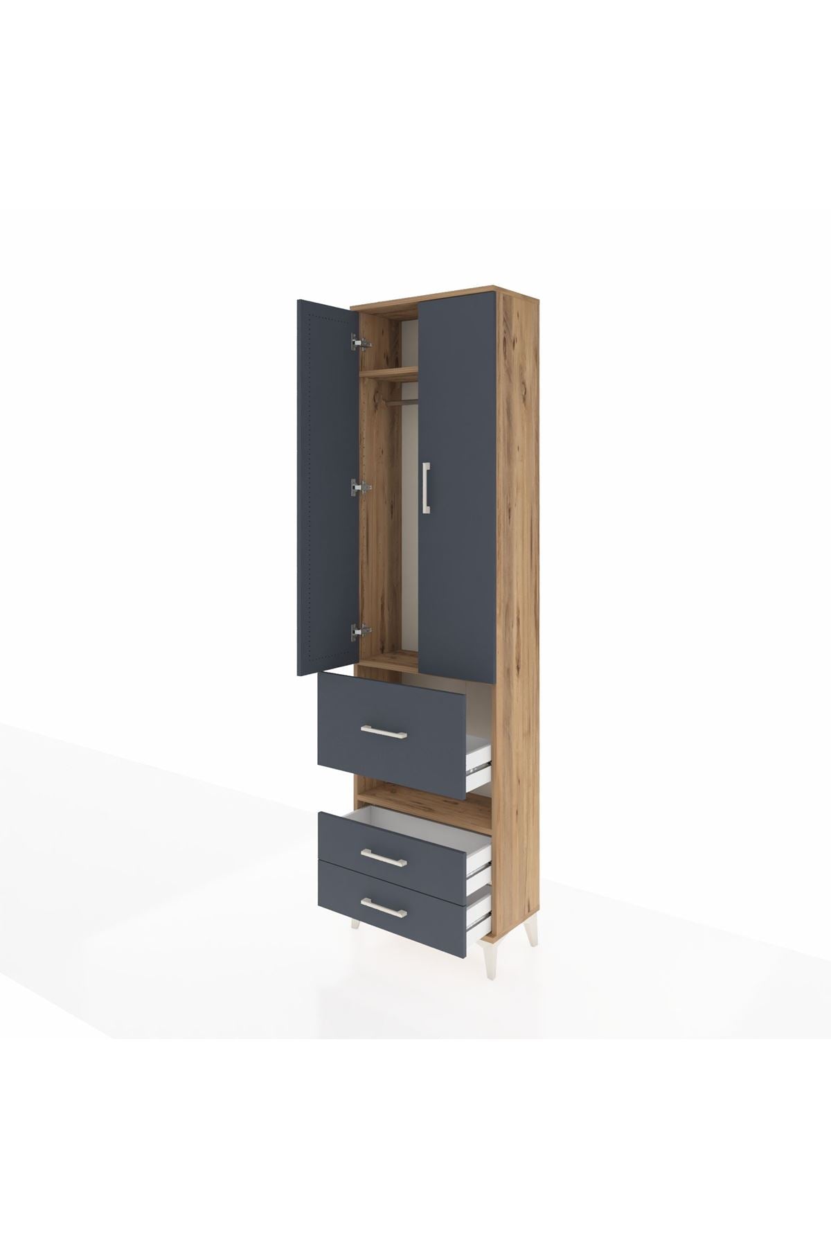 Arges Dolap 3 Raflı 3 Çekmeceli Tek Askılı 60x30x221 - S29M103V8A