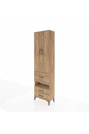 Arges Dolap 3 Raflı 3 Çekmeceli Tek Askılı 60x30x221 Çam-Çam