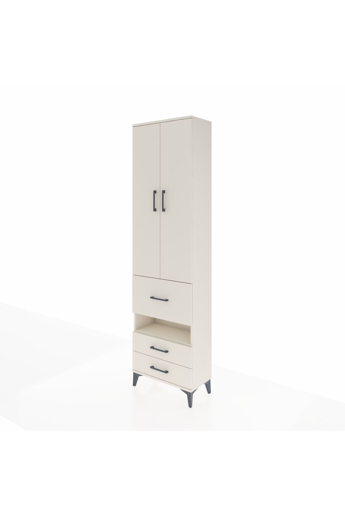 Arges Dolap 4 Raflı 3 Çekmeceli 2 Kapaklı 60x30x221 Aytaşı-Aytaşı