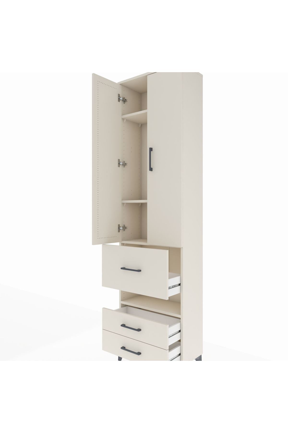 Arges Dolap 4 Raflı 3 Çekmeceli 2 Kapaklı 60x30x221 Aytaşı-Aytaşı