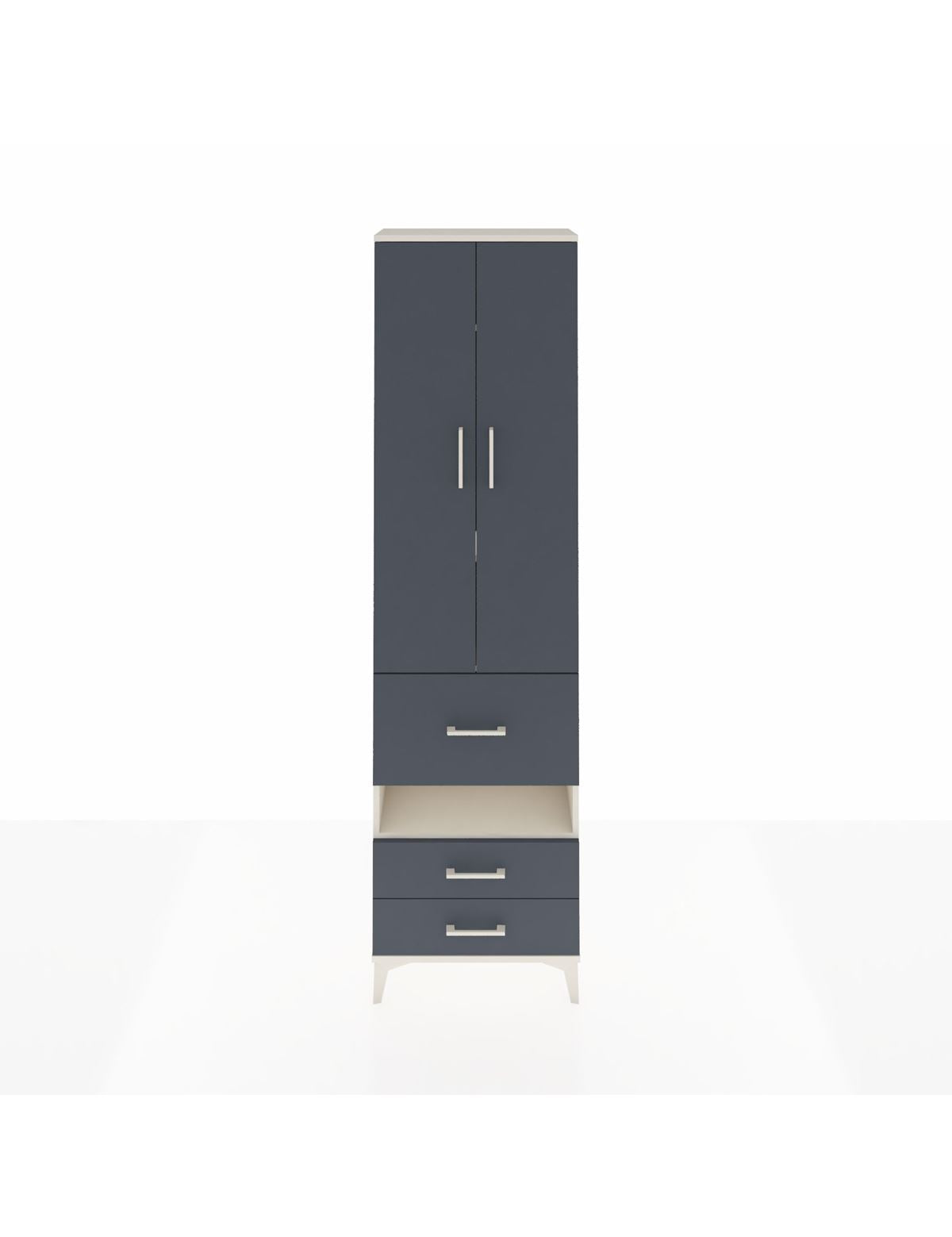 Arges Dolap 4 Raflı 3 Çekmeceli 2 Kapaklı 60x30x221 Aytaşı-Antrasit