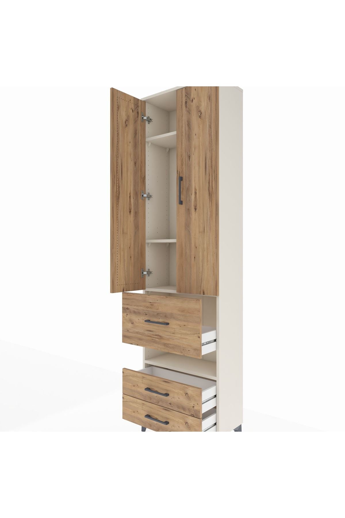 Arges Dolap 4 Raflı 3 Çekmeceli 2 Kapaklı 60x30x221 Aytaşı-Çam