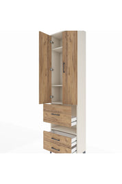 Arges Dolap 4 Raflı 3 Çekmeceli 2 Kapaklı 60x30x221 Aytaşı-Çam